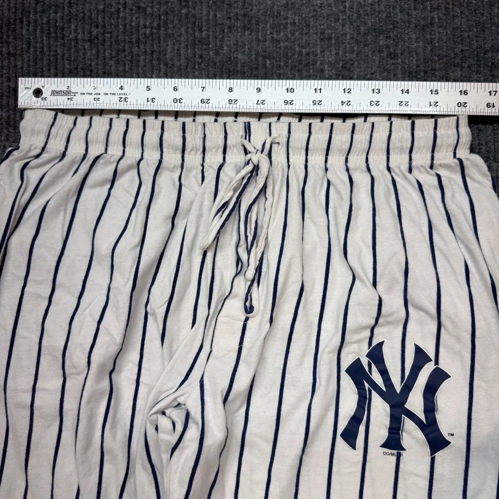 NY Yankees‎ White Navy Pinstripe Lounge Pants Women Large MLB Athleisure Jogger